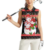 Lovely Snowman Christmas Women Sleeveless Polo Shirt Xmas Holiday Patterns - Wonder Print Shop