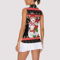 Lovely Snowman Christmas Women Sleeveless Polo Shirt Xmas Holiday Patterns - Wonder Print Shop