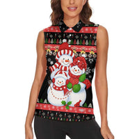 Lovely Snowman Christmas Women Sleeveless Polo Shirt Xmas Holiday Patterns - Wonder Print Shop