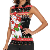 Lovely Snowman Christmas Women Sleeveless Polo Shirt Xmas Holiday Patterns - Wonder Print Shop