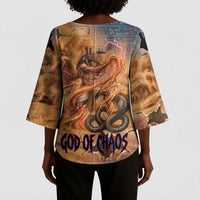 Seth Serpent Kimono Sleeve Blouse Sandstorm Egyptian Chaos God in Ancient Desert Tones