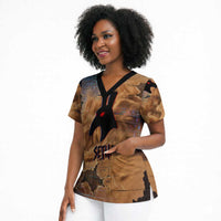 Seth Serpent Scrub Top Sandstorm Egyptian Chaos God in Ancient Desert Tones