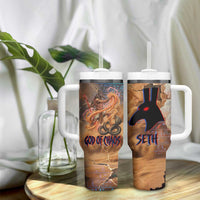 Seth Serpent Tumbler With Handle Sandstorm Egyptian Chaos God in Ancient Desert Tones