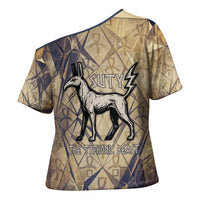Suty Cross Shoulder Shirt with Typhonic Beast Staff Ancient Egypt Symbolism
