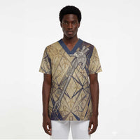 Suty Scrub Top with Typhonic Beast Staff Ancient Egypt Symbolism