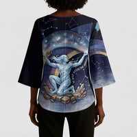 Shu Celestial Constellations Kimono Sleeve Blouse Rainbow Ancient Egyptian Sky Deity Theme