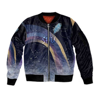 Shu Celestial Constellations Sleeve Zip Bomber Jacket Rainbow Ancient Egyptian Sky Deity Theme