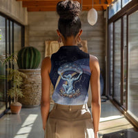 Shu Celestial Constellations Women Sleeveless Polo Shirt Rainbow Ancient Egyptian Sky Deity Theme
