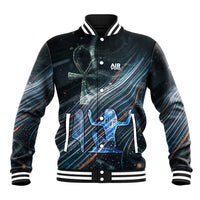 Shu Air Void Egyptian Baseball Jacket with Storm God and Ankh Ancient Mythology