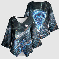 Shu Air Void Egyptian Kimono Sleeve Blouse with Storm God and Ankh Ancient Mythology