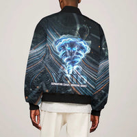 Shu Air Void Egyptian Sleeve Zip Bomber Jacket with Storm God and Ankh Ancient Mythology