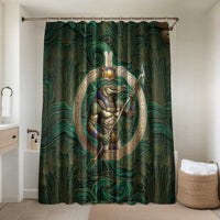 Sobek Crocodile Warrior Bathroom Set with Ankh Ancient Egyptian Motif in Emerald