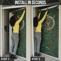 Sobek Crocodile Warrior Door Cover with Ankh Ancient Egyptian Motif in Emerald