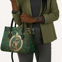 Sobek Crocodile Warrior Leather Bag with Ankh Ancient Egyptian Motif in Emerald