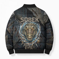 Sobek Egypt Bomber Puffer Jacket with Crocodile Head Water Symbolism Ancient Guardian
