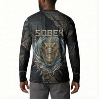Sobek Egypt Button Sweatshirt with Crocodile Head Water Symbolism Ancient Guardian