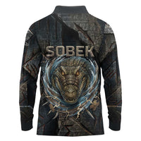 Sobek Egypt Long Sleeve Polo Shirt with Crocodile Head Water Symbolism Ancient Guardian