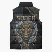 Sobek Egypt Sleeveless Puffer Jacket with Crocodile Head Water Symbolism Ancient Guardian