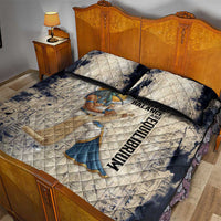 Thoth Quilt Bed Set Ibis Head and Ancient Scroll Egyptian Wisdom
