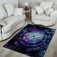 Thoth Ancient Egyptian Cosmic Area Rug with Sacred Eye and Baboon Symbol Theme