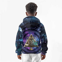 Thoth Ancient Egyptian Cosmic Kid Hoodie with Sacred Eye and Baboon Symbol Theme