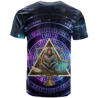 Thoth Ancient Egyptian Cosmic T shirt with Sacred Eye and Baboon Symbol Theme