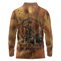 Onuris Long Sleeve Polo Shirt Egyptian War God Slayer of Enemies Spear Lion Ancient Battle