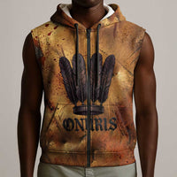 Onuris Sleeveless Zip Hoodie Egyptian War God Slayer of Enemies Spear Lion Ancient Battle