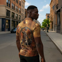 Onuris Zipper Polo Shirt Egyptian War God Slayer of Enemies Spear Lion Ancient Battle