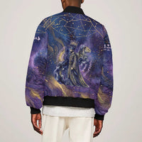 Onuris Bomber Jacket Cosmic Warrior Egyptian God Eye of Horus Spears Starry Night