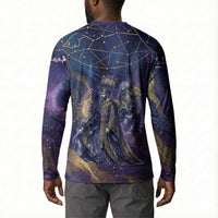 Onuris Button Sweatshirt Cosmic Warrior Egyptian God Eye of Horus Spears Starry Night