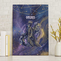 Onuris Canvas Wall Art Cosmic Warrior Egyptian God Eye of Horus Spears Starry Night