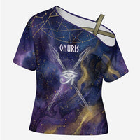 Onuris Cross Shoulder Shirt Cosmic Warrior Egyptian God Eye of Horus Spears Starry Night