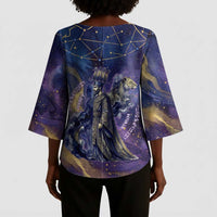 Onuris Kimono Sleeve Blouse Cosmic Warrior Egyptian God Eye of Horus Spears Starry Night