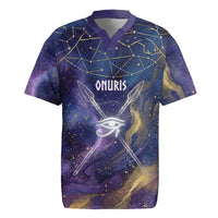 Onuris Rugby Jersey Cosmic Warrior Egyptian God Eye of Horus Spears Starry Night