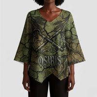 Osiris Kimono Sleeve Blouse Lord of Eternity Egyptian God Throne Mummy Staffs Ancient