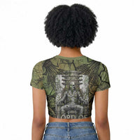 Osiris Raglan Cropped T shirt Lord of Eternity Egyptian God Throne Mummy Staffs Ancient