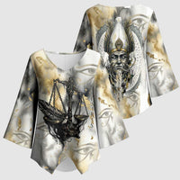 Osiris Egyptian Kimono Sleeve Blouse God of Afterlife Feather Scale Judgment Eye of Horus