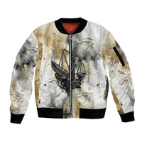 Osiris Egyptian Sleeve Zip Bomber Jacket God of Afterlife Feather Scale Judgment Eye of Horus