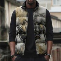 Osiris Egyptian Sleeveless Puffer Jacket God of Afterlife Feather Scale Judgment Eye of Horus
