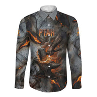 Ptah Egyptian Long Sleeve Button Shirt God of Creation Great Artificer Hammer - Anvil Fire Forged