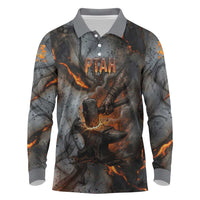 Ptah Egyptian Long Sleeve Polo Shirt God of Creation Great Artificer Hammer - Anvil Fire Forged