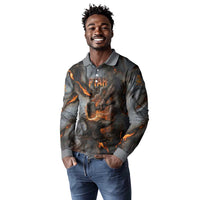 Ptah Egyptian Long Sleeve Polo Shirt God of Creation Great Artificer Hammer - Anvil Fire Forged