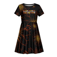 Black History Month Black African American Teachers Kid Short Sleeve Dress Afrocentric Floral Art with Motivational Typography