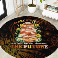 Black History Month Black African American Teachers Round Carpet Afrocentric Floral Art with Motivational Typography