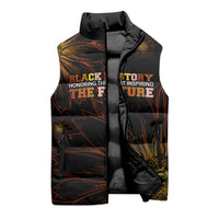 Black History Month Black African American Teachers Sleeveless Puffer Jacket Afrocentric Floral Art with Motivational Typography