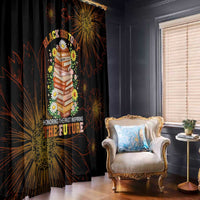 Black History Month Black African American Teachers Window Curtain Afrocentric Floral Art with Motivational Typography