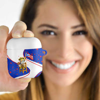Puerto Rico Coquí Frog Football Fan AirPods Case Whimsical Cartoon Style with Patriotic Elements