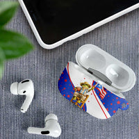 Puerto Rico Coquí Frog Football Fan AirPods Case Whimsical Cartoon Style with Patriotic Elements