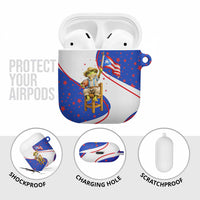 Puerto Rico Coquí Frog Football Fan AirPods Case Whimsical Cartoon Style with Patriotic Elements